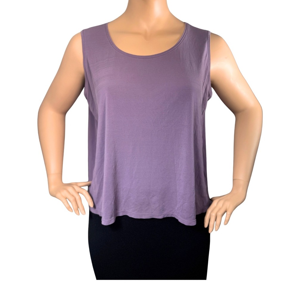 Eileen Fisher Woman Purple 100% Silk Sleeveless Tank Top Scoop Neck 2X